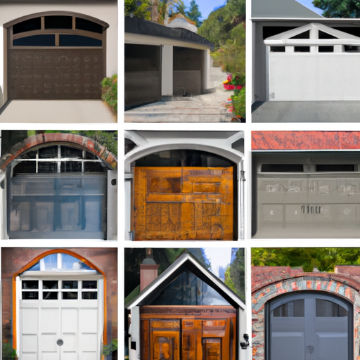 A collage of various garage door styles and materials offered by Los Angeles Garage Doors Pro