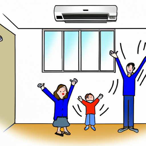 תמונה המתארת משפחה הנהנית מנוחות בביתה הודות למערכת מיזוג אוויר מטופחת.