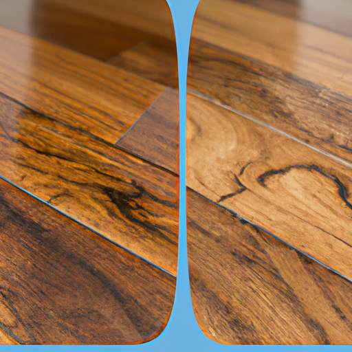 תמונות לפני ואחרי של רצפת עץ, המדגימות את ההבדל הדרמטי שאנשי מקצוע מנוסים יכולים לעשות.