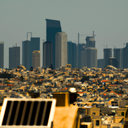1. תמונה המציגה את העיר השוקקת תל אביב תחת השמש הלוהטת, המדגישה את הצורך במזגן.