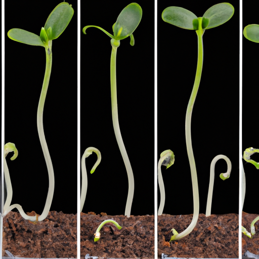 Image sequence showing the transition from germinated seed to seedling