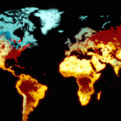 מפת עולם דיגיטלית עם אזורים מודגשים המייצגים את ההשפעה העולמית של משבר הקורונה