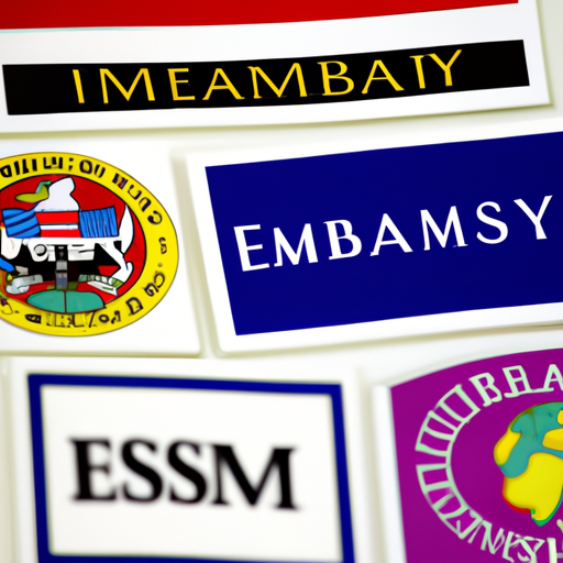תמונה של לוגואים שונים של השגרירות המייצגים דרישות שונות של השגרירות