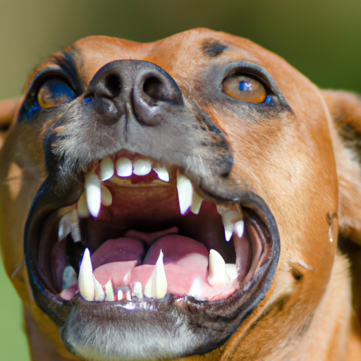 תמונת תקריב של כלב מראה את שיניו, המדגימה את חשיבות היגיינת השיניים.