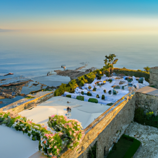 נוף פנורמי של מקום חתונות פופולרי המשקיף על קו החוף של קפריסין
